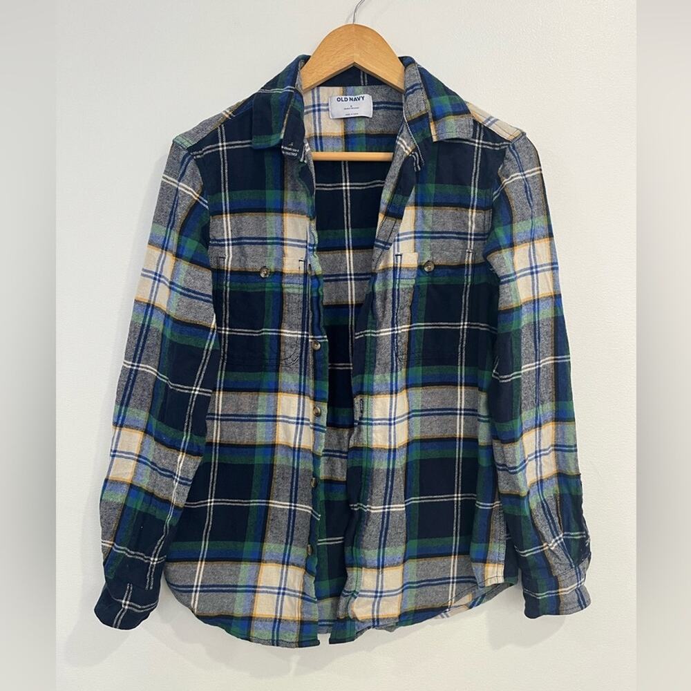 Old Navy Double Brushed Plaid Button Down Shirt S